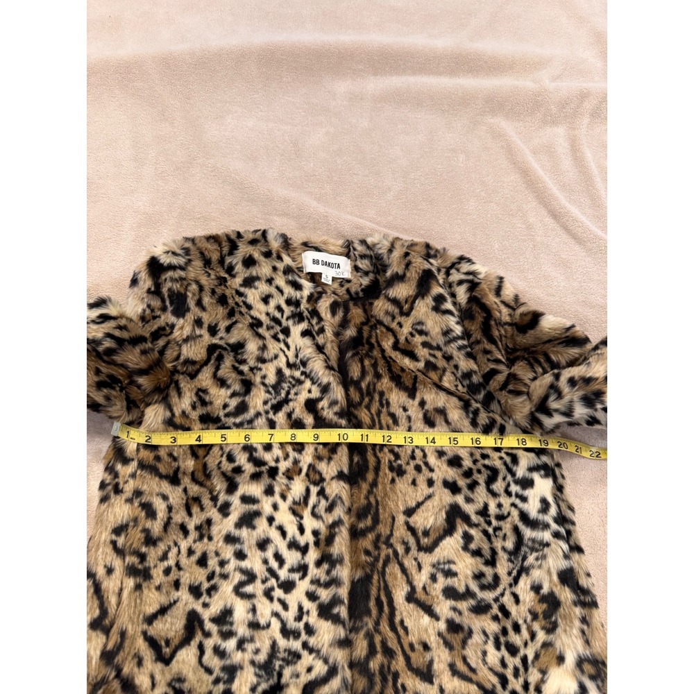 Leopard Faux Fur Jacket Luxe Mob Wife Glam Y2K Animal Print Cropped Coat SZ S - Picture 9 of 11